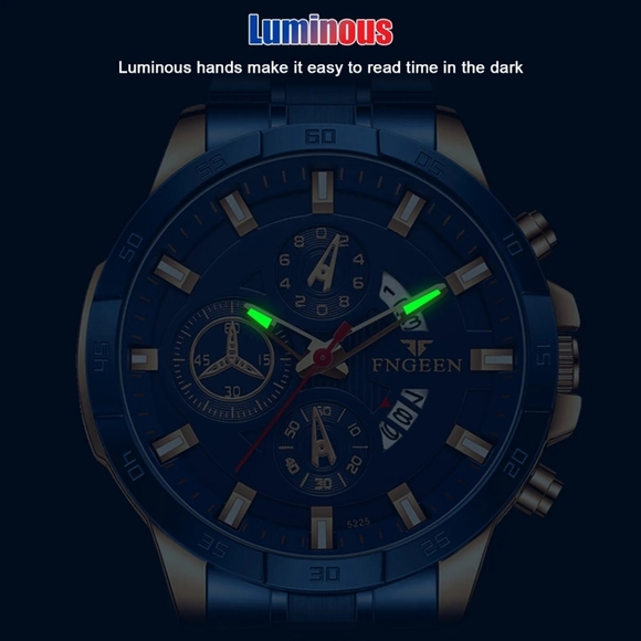 Mens Stainless Steel Multifunction Waterproof Watch - Picture 5 of 6